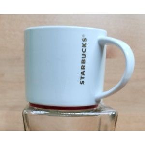 Starbucks 2012 White Gold Lettering Coffee Mug Red Lined Bottom 16 oz